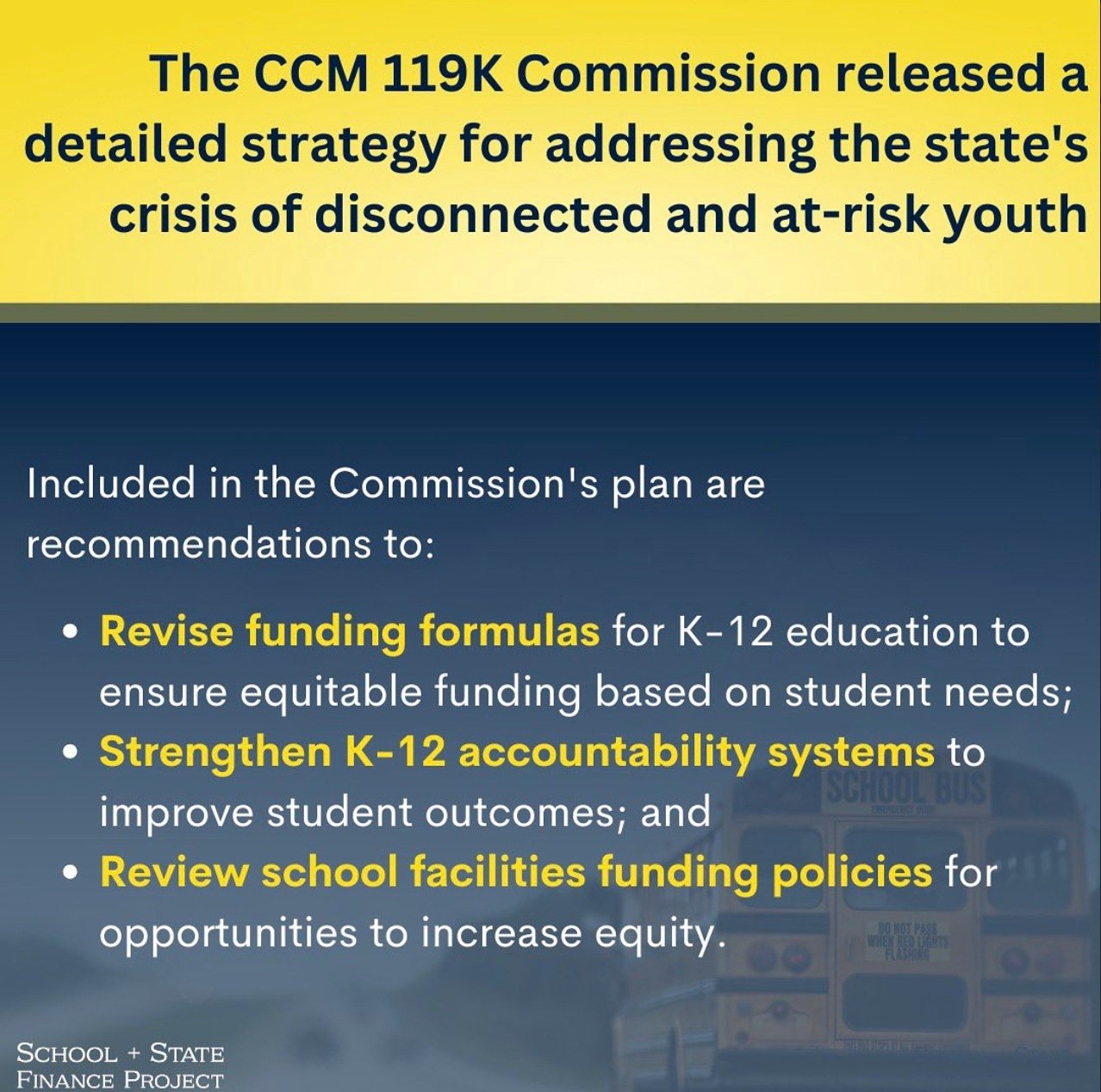 The 119K Commission released a detailed strategy for addressing Connecticut's disconnected and at-risk youth.