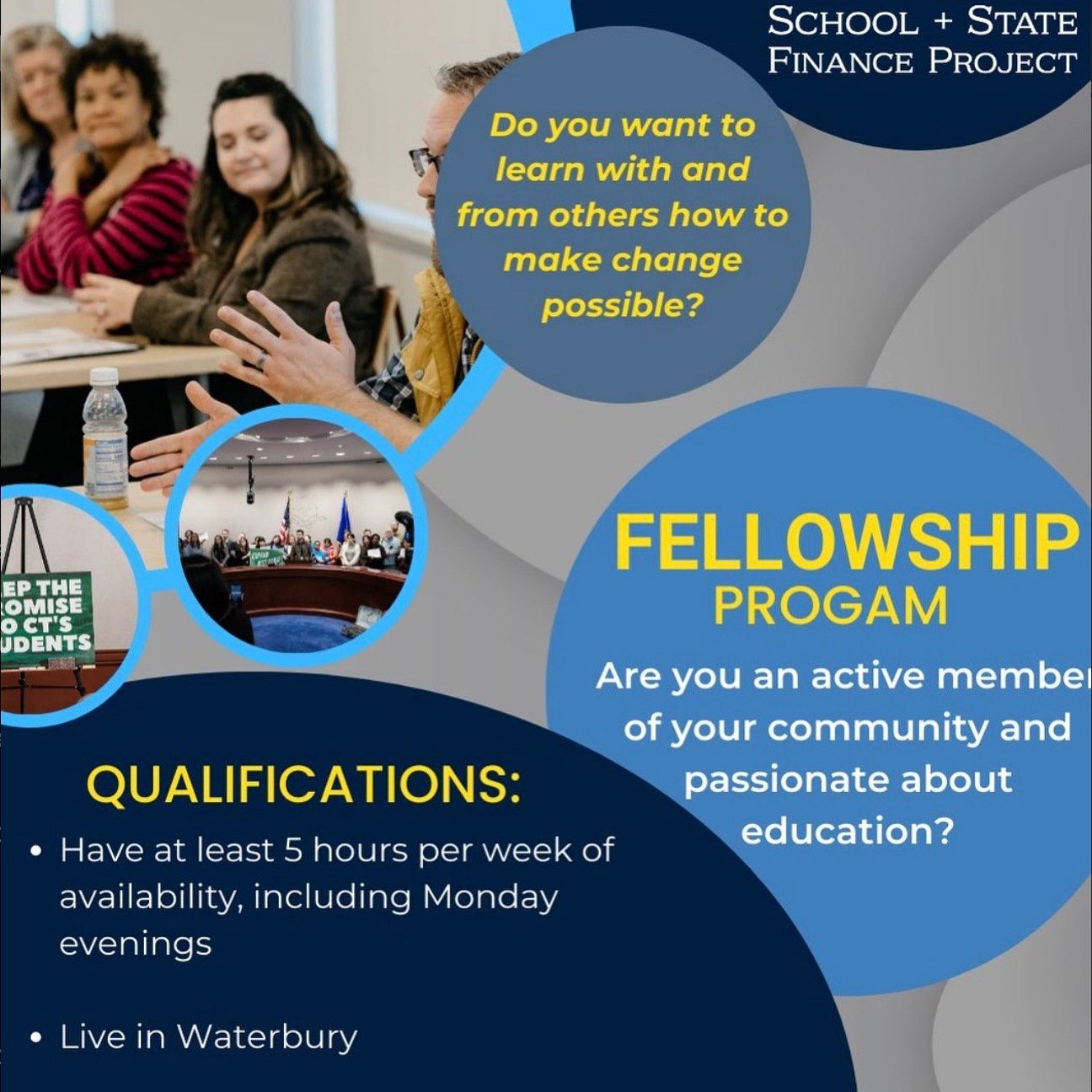 Announcement of a Community Engagement Fellow program and the solicitation of applicants from Waterbury, Connecticut.