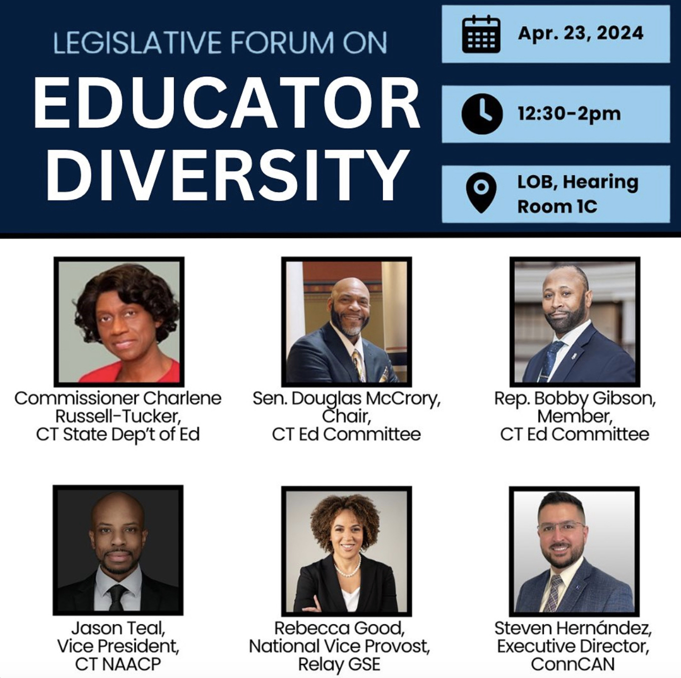 Details on a legislative forum on educator diversity being held.