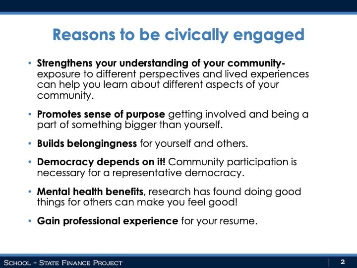 Reasons to be civically engaged