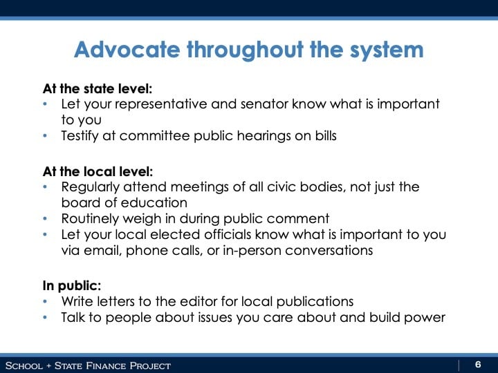 Advocate throughout the system