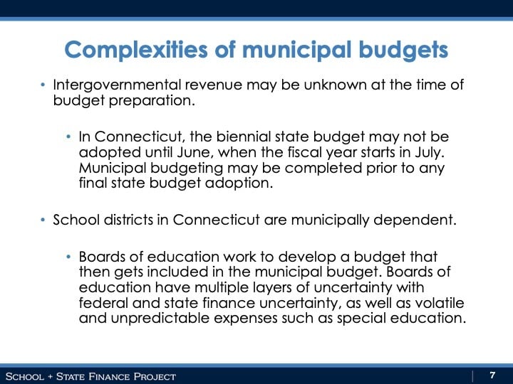 Complexities of municipal budgets