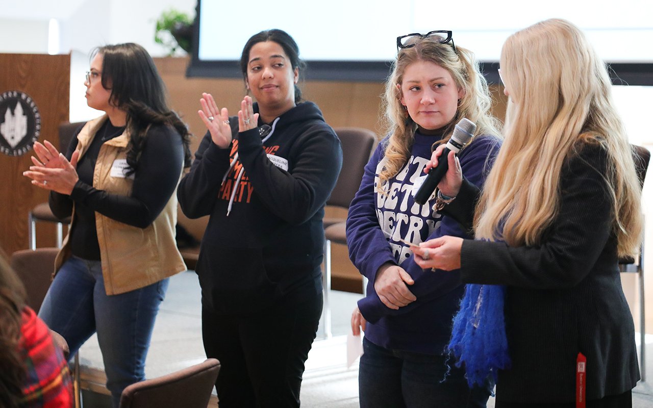 Attendees share their thoughts at the State of the Student Conference