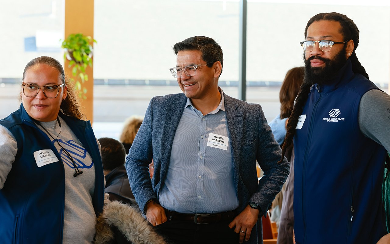 Three attendees enjoy the 2025 State of the Student Conference