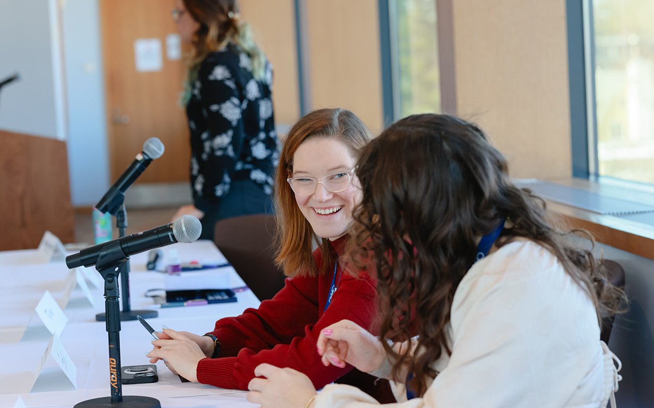 Two student panelists at the 2025 State of the Student Conference